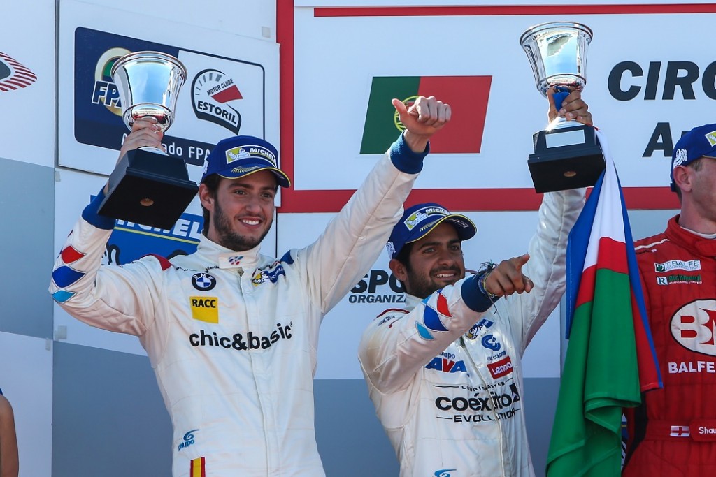 ESTORIL, 22-24 April 2016: EuroFormula Open and GT Open at Circuito Estoril. Podium of race 1: GUSTAVO YACAMÁN / FERNANDO MONJE #02 Teo Martin Motorsport. © 2016 Sebastiaan Rozendaal / Dutch Photo Agency / LAT Photographic